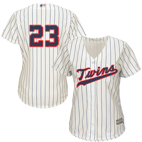 Twins #23 Nelson Cruz Cream Strip Alternate Women's Stitched MLB Jersey