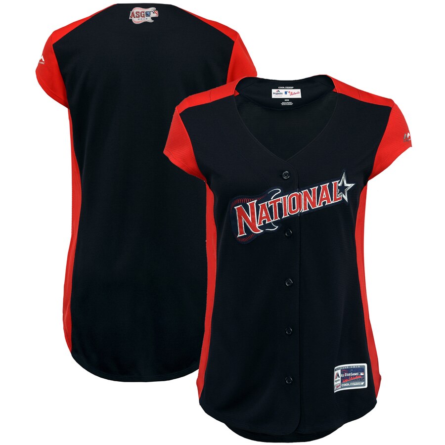 National League Blank Majestic Women's 2019 MLB All-Star Game Workout Team Jersey Navy Red