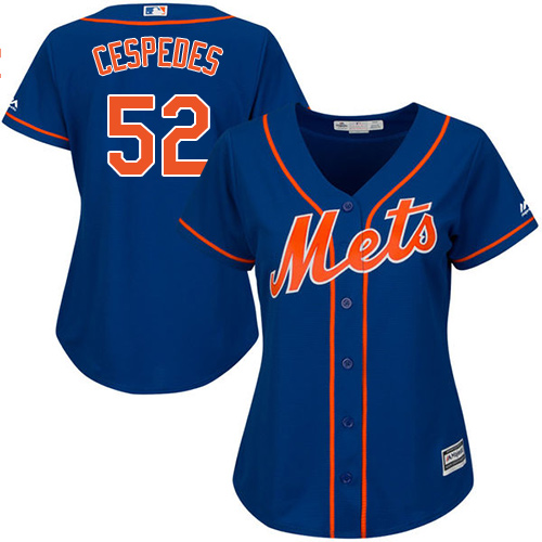Mets #52 Yoenis Cespedes Blue Alternate Women's Stitched MLB Jersey