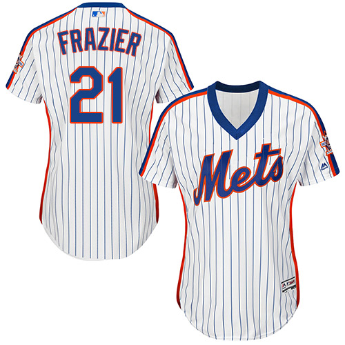 Mets #21 Todd Frazier White(Blue Strip) Alternate Women's Stitched MLB Jersey