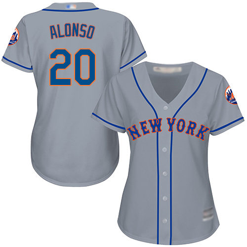 Mets #20 Pete Alonso Grey Road Women's Stitched MLB Jersey