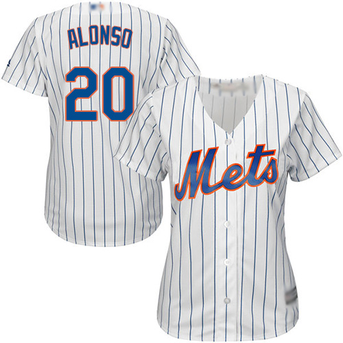 Mets #20 Pete Alonso White(Blue Strip) Home Women's Stitched MLB Jersey
