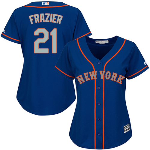Mets #21 Todd Frazier Blue(Grey NO.) Alternate Women's Stitched MLB Jersey