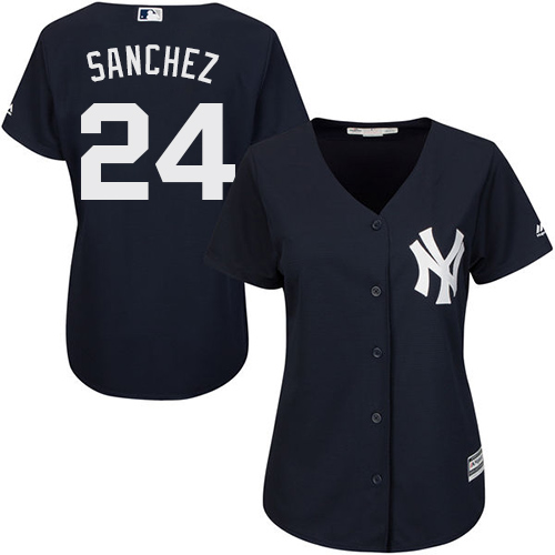 Yankees #24 Gary Sanchez Navy Blue Women's Alternate Stitched MLB Jersey