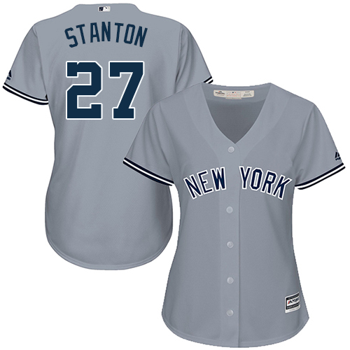 Yankees #27 Giancarlo Stanton Grey Road Women's Stitched MLB Jersey