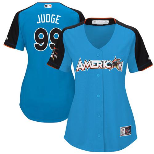 Yankees #99 Aaron Judge Blue 2017 All-Star American League Women's Stitched MLB Jersey