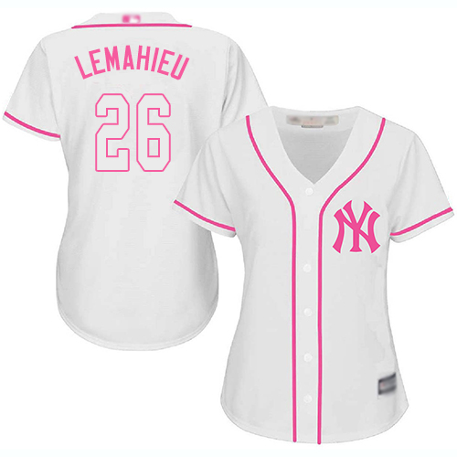 Yankees #26 DJ LeMahieu White/Pink Fashion Women's Stitched MLB Jersey