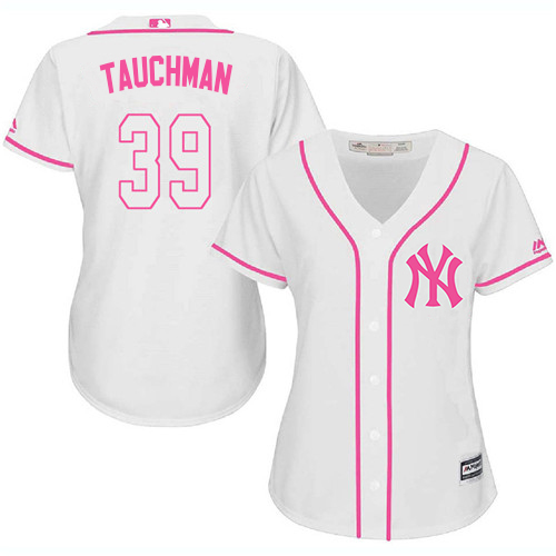 Yankees #39 Mike Tauchman White/Pink Fashion Women's Stitched MLB Jersey