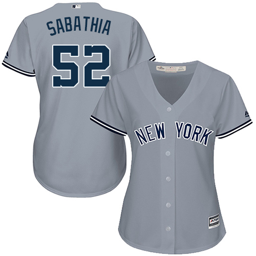Yankees #52 C.C. Sabathia Grey Road Women's Stitched MLB Jersey