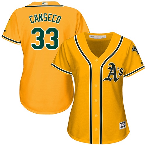 Athletics #33 Jose Canseco Gold Alternate Women's Stitched MLB Jersey