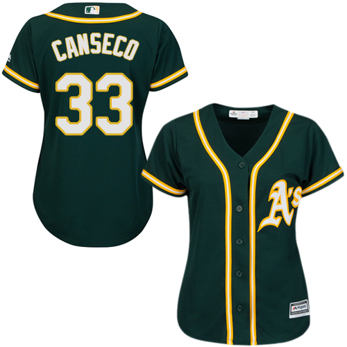 Athletics #33 Jose Canseco Green Alternate Women's Stitched MLB Jersey