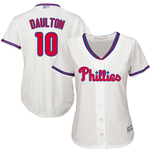 Phillies #10 Darren Daulton Cream Alternate Women's Stitched MLB Jersey