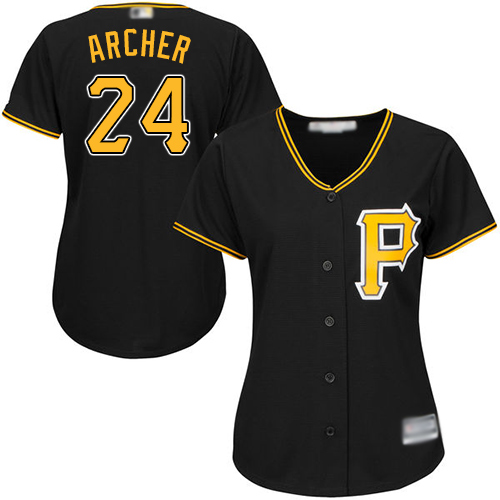Pirates #24 Chris Archer Black Alternate Women's Stitched MLB Jersey