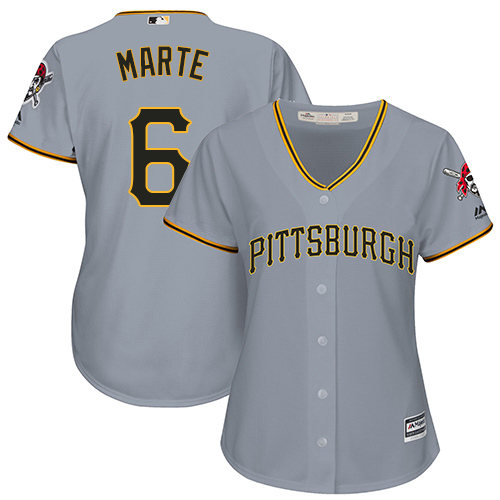 Pirates #6 Starling Marte Grey Road Women's Stitched MLB Jersey