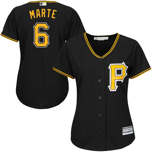Pirates #6 Starling Marte Black Alternate Women's Stitched MLB Jersey