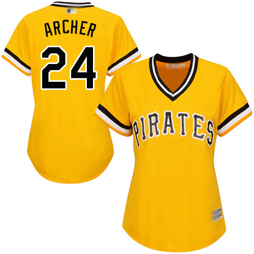 Pirates #24 Chris Archer Gold Alternate Women's Stitched MLB Jersey