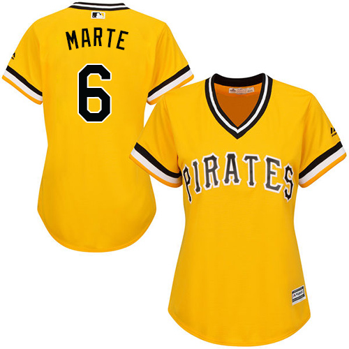 Pirates #6 Starling Marte Gold Alternate Women's Stitched MLB Jersey