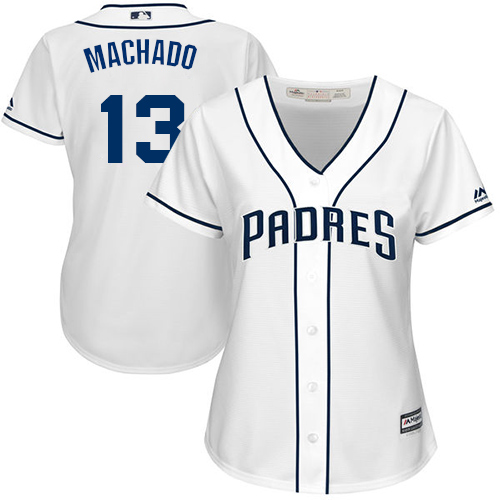 Padres #13 Manny Machado White Home Women's Stitched MLB Jersey