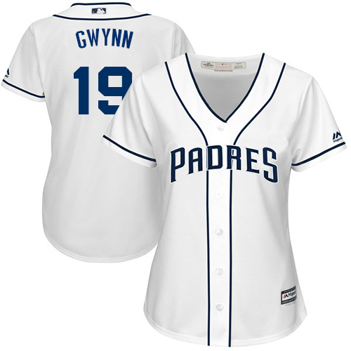 Padres #19 Tony Gwynn White Home Women's Stitched MLB Jersey