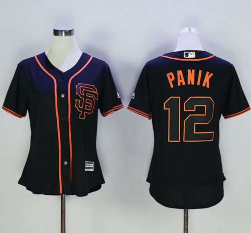 Giants #12 Joe Panik Black Alternate Women's Stitched MLB Jersey