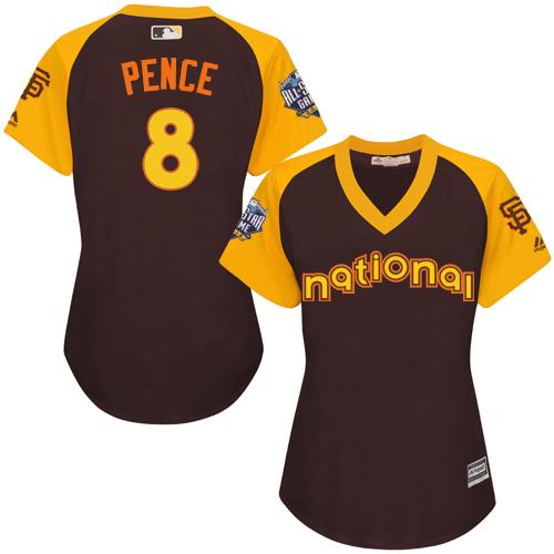 Giants #8 Hunter Pence Brown 2016 All-Star National League Women's Stitched MLB Jersey