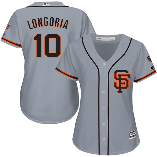 Giants #10 Evan Longoria Grey Road 2 Women's Stitched MLB Jersey