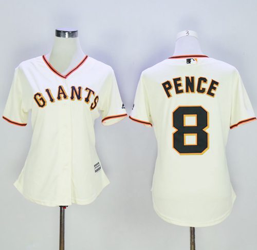 Giants #8 Hunter Pence Cream Women's Home Stitched MLB Jersey