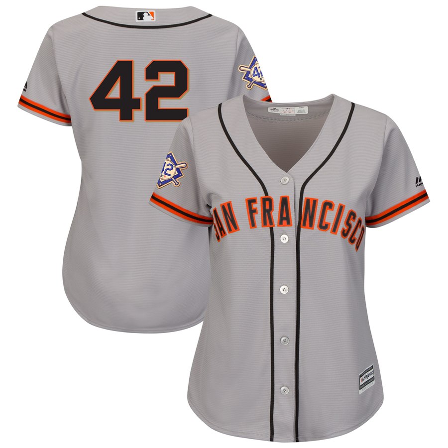 San Francisco Giants #42 Majestic Women's 2019 Jackie Robinson Day Official Cool Base Jersey Gray