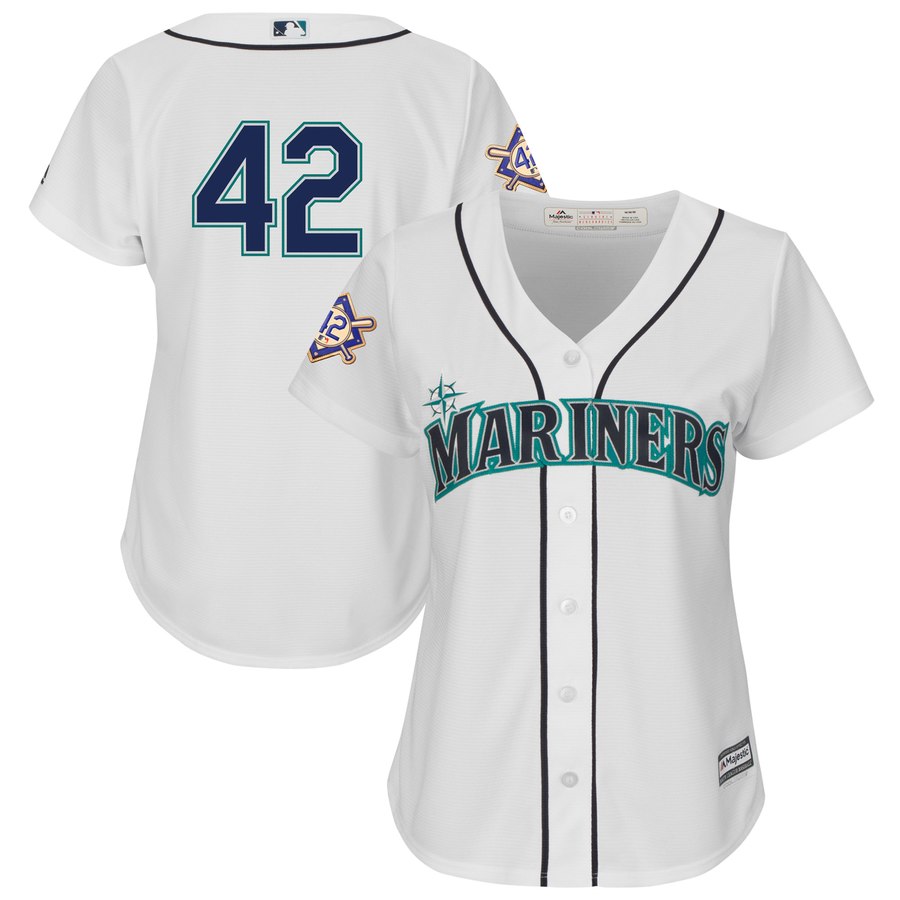 Seattle Mariners #42 Majestic Women's 2019 Jackie Robinson Day Official Cool Base Jersey White