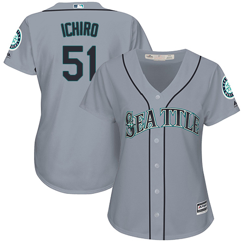 Mariners #51 Ichiro Suzuki Grey Road Women's Stitched MLB Jersey