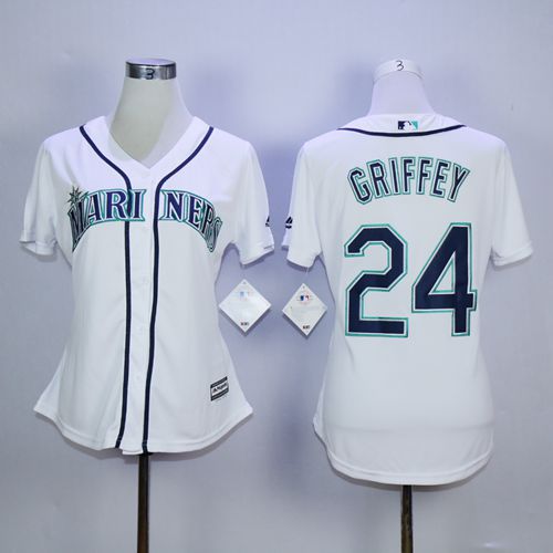 Mariners #24 Ken Griffey White Women's Fashion Stitched MLB Jersey