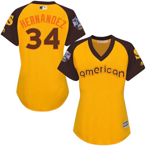 Mariners #34 Felix Hernandez Gold 2016 All-Star American League Women's Stitched MLB Jersey