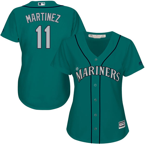 Mariners #11 Edgar Martinez Green Alternate Women's Stitched MLB Jersey