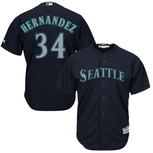 Mariners #34 Felix Hernandez Navy Blue Alternate Women's Stitched MLB Jersey
