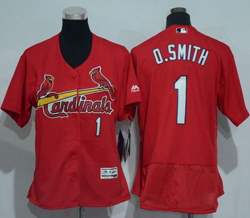 Cardinals #1 Ozzie Smith Red Flexbase Authentic Women's Stitched MLB Jersey