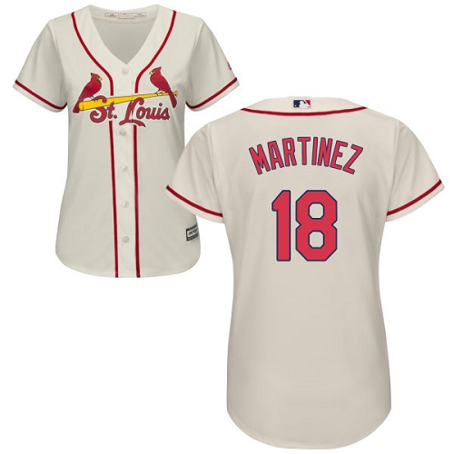 Cardinals #18 Carlos Martinez Cream Alternate Women's Stitched MLB Jersey