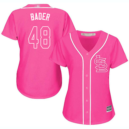 Cardinals #48 Harrison Bader Pink Fashion Women's Stitched MLB Jersey