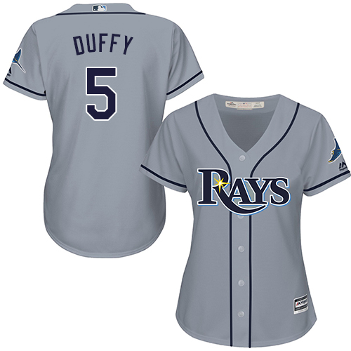 Rays #5 Matt Duffy Grey Road Women's Stitched MLB Jersey