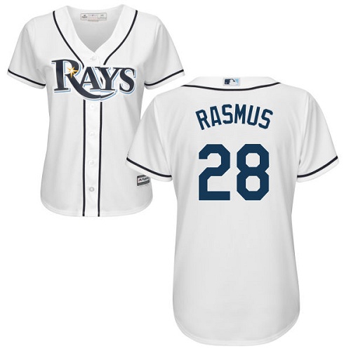 Rays #28 Colby Rasmus White Home Women's Stitched MLB Jersey