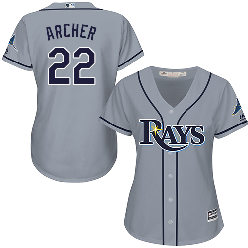 Rays #22 Chris Archer Grey Road Women's Stitched MLB Jersey