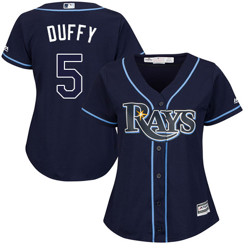 Rays #5 Matt Duffy Dark Blue Alternate Women's Stitched MLB Jersey
