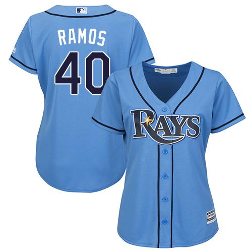Rays #40 Wilson Ramos Light Blue Alternate Women's Stitched MLB Jersey