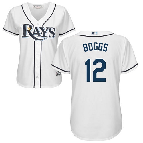 Rays #12 Wade Boggs White Home Women's Stitched MLB Jersey