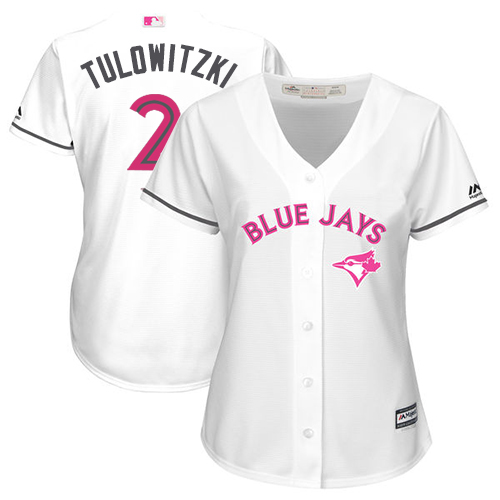 Blue Jays #2 Troy Tulowitzki White Mother's Day Cool Base Women's Stitched MLB Jersey