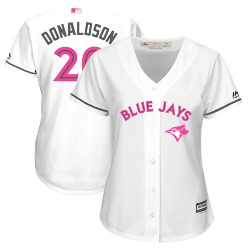 Blue Jays #20 Josh Donaldson White Mother's Day Cool Base Women's Stitched MLB Jersey