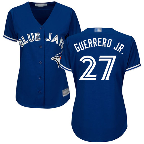 Blue Jays #27 Vladimir Guerrero Jr. Blue Alternate Women's Stitched MLB Jersey