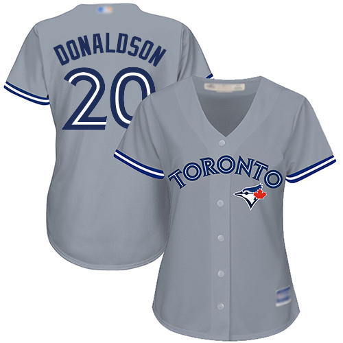 Blue Jays #20 Josh Donaldson Grey Road Women's Stitched MLB Jersey