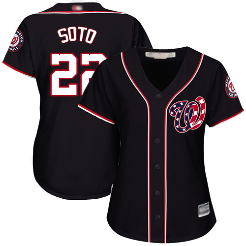 Nationals #22 Juan Soto Navy Blue Alternate Women's Stitched MLB Jersey