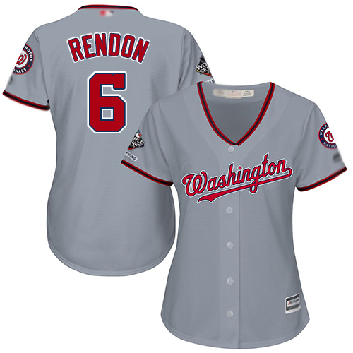 Nationals #6 Anthony Rendon Grey Road 2019 World Series Champions Women's Stitched MLB Jersey