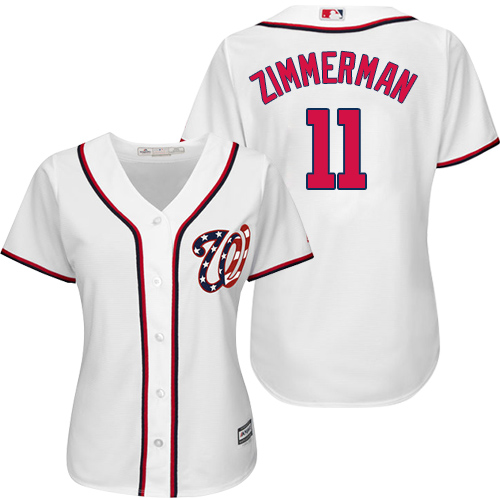 Nationals #11 Ryan Zimmerman White Home Women's Stitched MLB Jersey